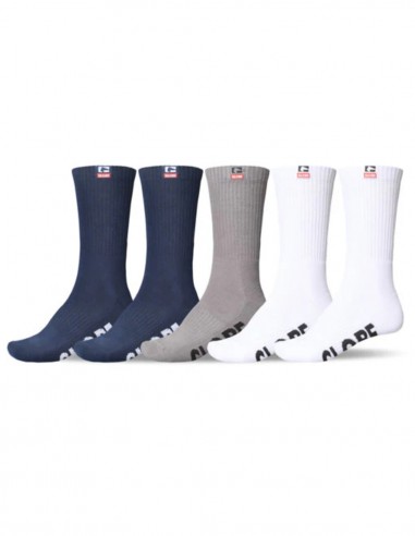 Globe Woven Logo Hi Crew Sock 5PK ASS - Calcetines