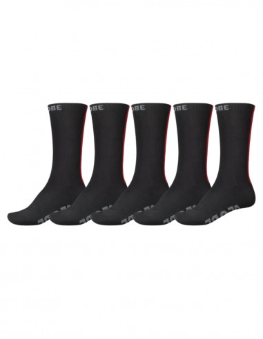 Globe Stripe HI Crew 5PK BLK/RE - Calcetines